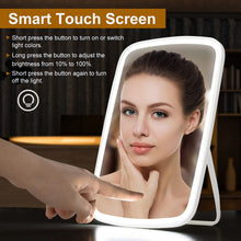 LED Lighted Makeup Mirror with Adjustable Brightness & 3 Color Modes, USB Rechargeable