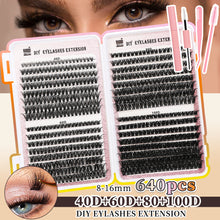 Row Cluster Eyelashes Set – 640 Lightweight Segmented Lashes for Custom Volume & Natural Look