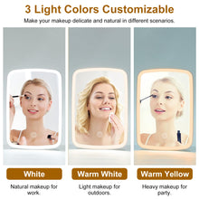 LED Lighted Makeup Mirror with Adjustable Brightness & 3 Color Modes, USB Rechargeable