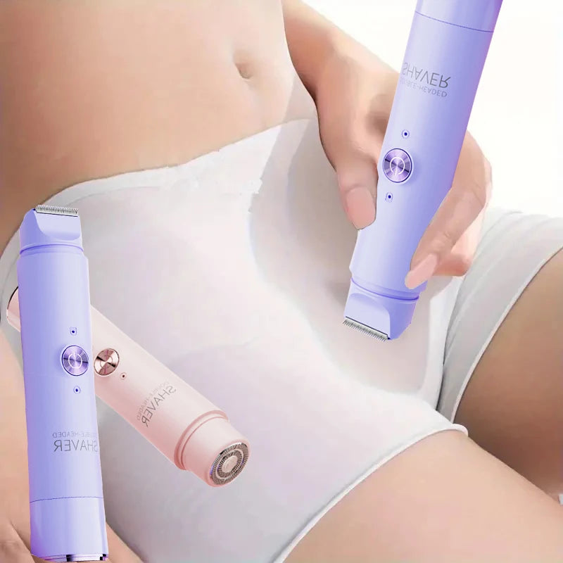 2-in-1 wireless rechargeable electric shaver, suitable for women - dual head bikini trimmer, suitable for both dry and wet use
